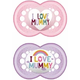 Mam 170S I Love Mummy Silicone I Love Mummy Orthodontic Pacifiers - Lilac Pink for 6-16 months 2pcs
