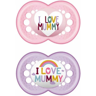 Mam 170S Chupetes Ortodónticos de Silicona I Love Mummy - Rosa Lila para 6-16 meses 2pcs
