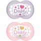 Mama Original Ik Hou Van Papa Silicone Orthodontische Fopspenen met Etui - Paars / Roze voor 6-16 maanden 2st