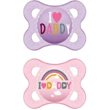 Mam 115S Orthodontic Silicone Pacifiers I Love Daddy Rainbow - Mov-Roz for 2-6 months 2pcs