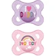 Mama 115S Orthodontische Siliconen Fopspenen Ik Hou Van Papa Regenboog - Mov-Roz voor 2-6 maanden 2st