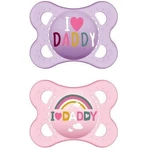 Mama 115S Orthodontische Siliconen Fopspenen Ik Hou Van Papa Regenboog - Mov-Roz voor 2-6 maanden 2st