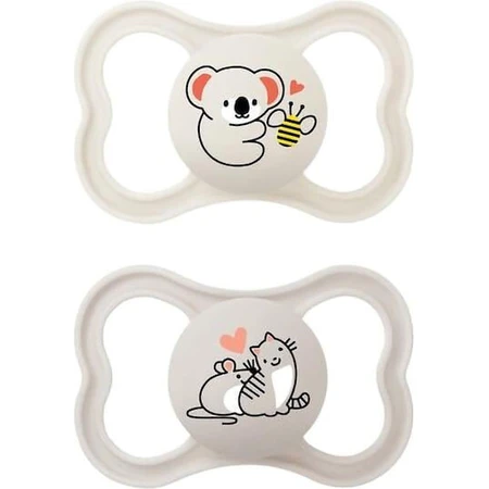 Mam 245S Sucettes en silicone Koala - Souris - Beige - Grey pour 6-16 mois 2pcs
