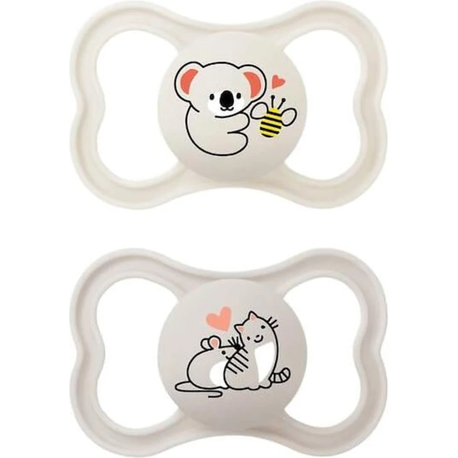 Mam 245S Sucettes en silicone Koala - Souris - Beige - Grey pour 6-16 mois 2pcs