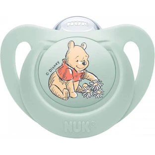 Nuk Chupete de silicona Disney con funda Winnie - Pistacho para 0-6 meses