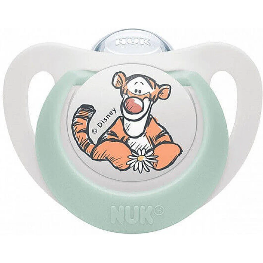 Nuk Chupete de silicona Disney con funda Winnie - Pistacho para 0-6 meses