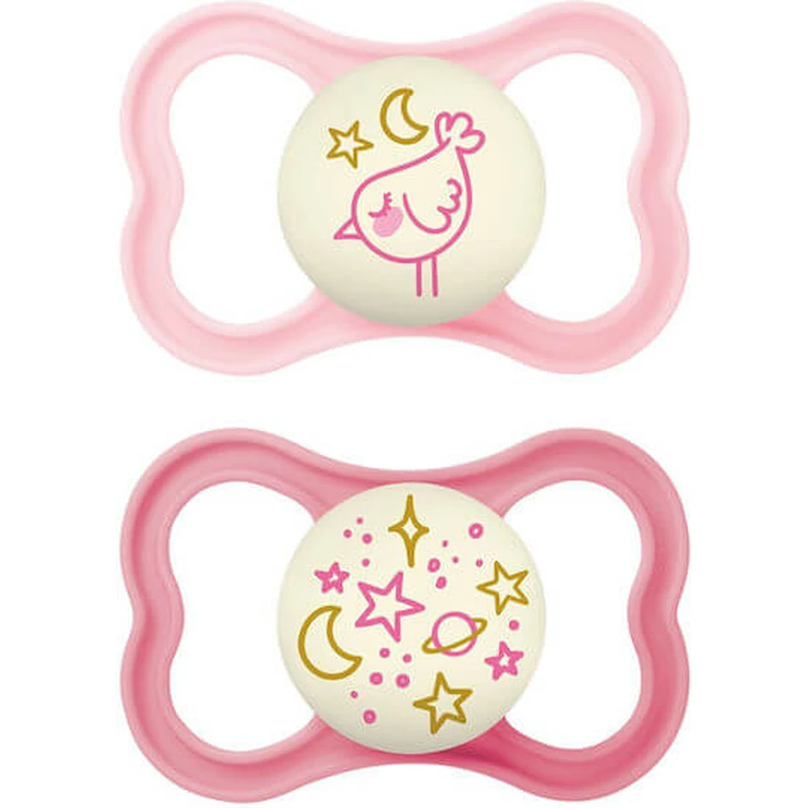 Mam Supreme Silicone Pacifier Paci Pacifier Pink Bird / Stars for 6-16 months