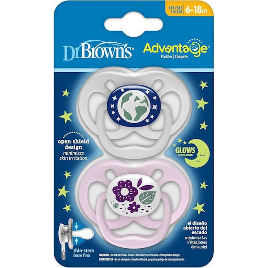 Chupetes de silicona Dr. Brown's Chupete para 6-18 meses 2pcs