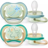 Philips Ultra Air Silicone Fopspeen Ster/Borstel - Groen/Mint voor 0-6 maanden 2st