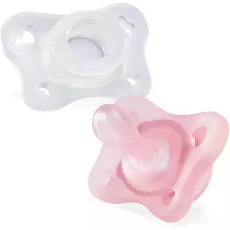 Chicco Physio Forma Mini Zachte Siliconen Fopspeen met Overtrek Roze/Wit voor 2+ maanden 2st