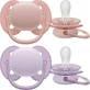 Philips Ultra Soft Silicone Soothers with Ultra Soft Cover - Pink / Purple for 0-6 months 2pcs