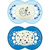 Mam 260S Silicone Orthodontic Pacifiers Star-Moon Star-Socks - Light Blue-Blue for 16+ months 2pcs 2pcs