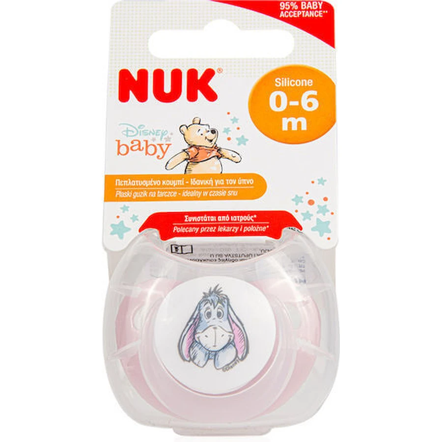 Nuk Trendline Silicone orthodontische fopspeen met Garry zakje - Roze voor 0-6 maanden