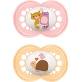 Mam Original Unprinted Pink Orange Silicone Pacifiers for 6-16 months 2pcs