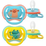 Philips Ultra Air Silicone Fopspeen met etui Geel voor 18+ maanden 2st