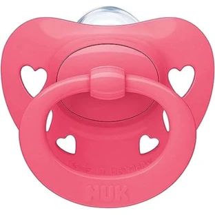 Nuk Signature Sucette orthodontique en silicone avec cache-coeur - Fuchsia Pink pour 6-18 mois