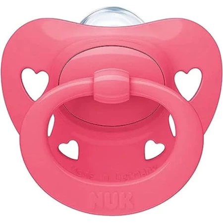 Nuk Signature Sucette orthodontique en silicone avec cache-coeur - Fuchsia Pink pour 6-18 mois