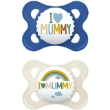 Mam Ι Love Mummy & Daddy Silicone Soothers I Love Mummy - Blue/Alb - Beige for 2-6 months 2pcs 2pcs