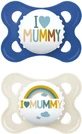 Mamá Ι Love Mummy &amp; Daddy Chupetes de silicona I Love Mummy - Azul/Alb - Beige para 2-6 meses 2pcs 2pcs