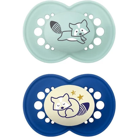 Mam 274S Silikon orthodontische Schnuller Fuchs Schnuller - Türkis/Blau für 16+ Monate 2pcs