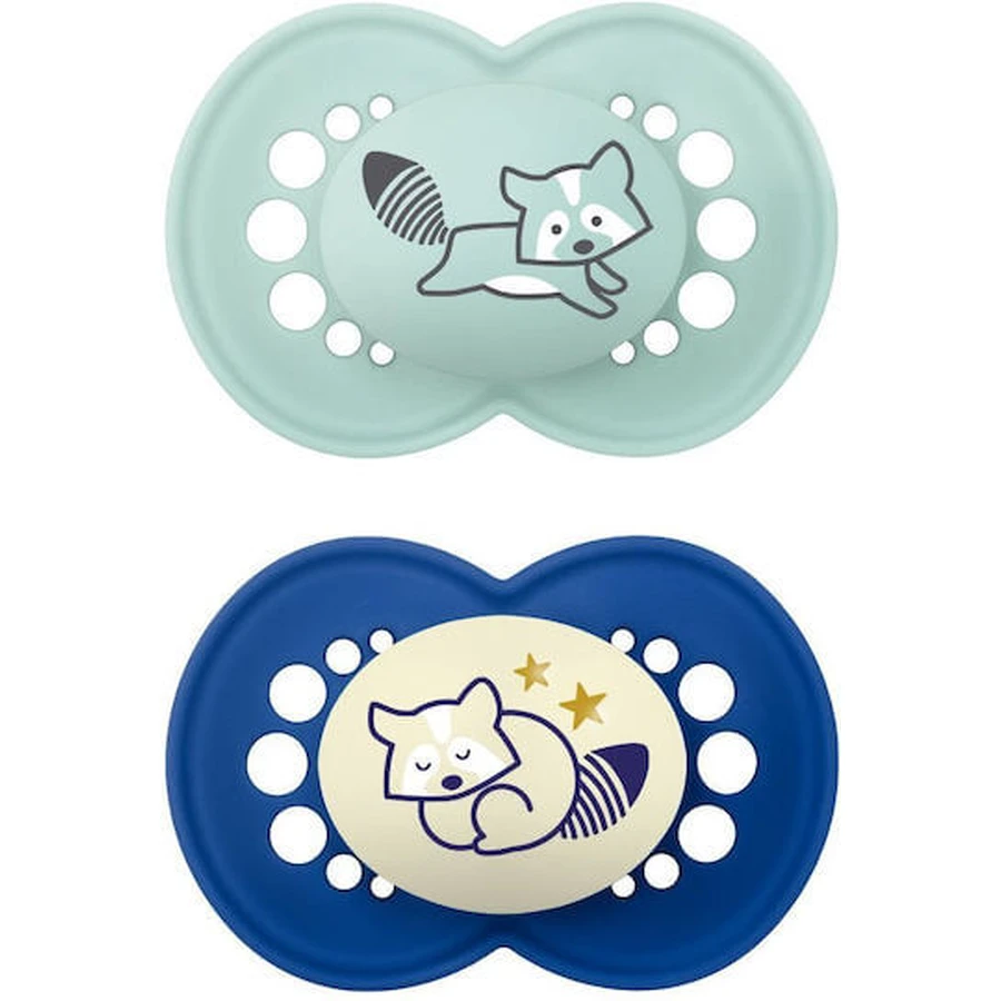 Mam 274S Silikon orthodontische Schnuller Fuchs Schnuller - Türkis/Blau für 16+ Monate 2pcs
