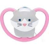Nuk Space Silicone orthodontic pacifier with pouch Cat - Pink for 0-6 months