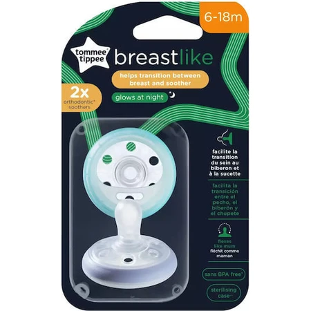 Tommee Tippee Tippee Breast-like Silicone Orthodontic Pacifiers Peppermint/Mov for 6-18 months 2pcs