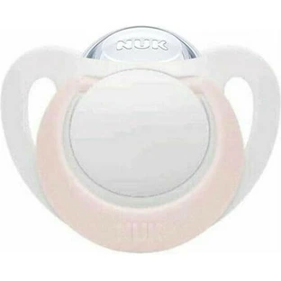 Nuk Genius Silicone orthodontische fopspeen met zakje Wit / Roze voor 0-6 maanden
