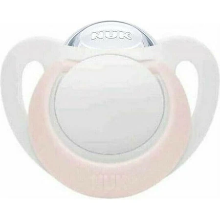 Nuk Genius Silicone orthodontische fopspeen met zakje Wit / Roze voor 0-6 maanden