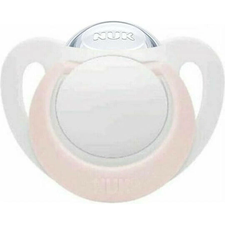 Nuk Genius Silicone orthodontische fopspeen met zakje Wit / Roze voor 0-6 maanden