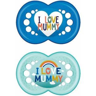 Mam I Love Mummy Chupetes Ortodónticos de Silicona - Turquesa-Azul para 6-16 meses 2pcs