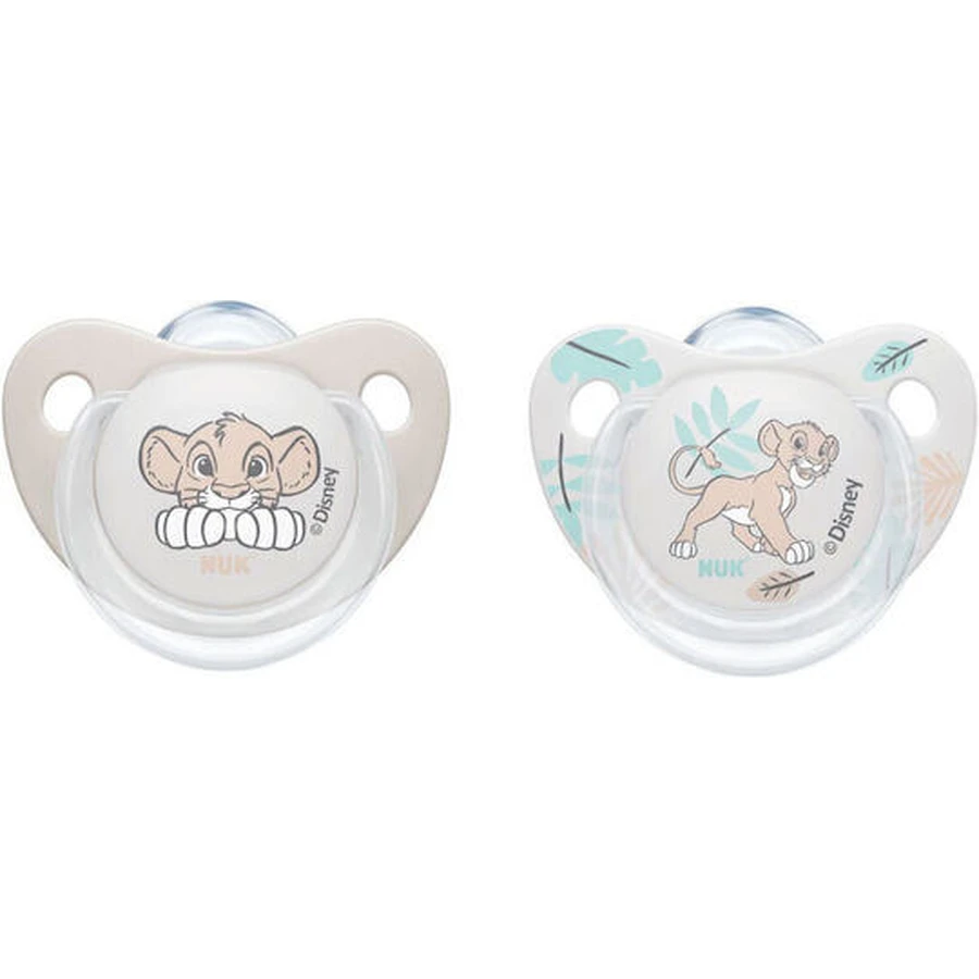 Nuk Lion King Silikon Schnuller - Grau für 6-18 Monate 2pcs