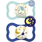 Mam 217S Chupetes de Silicona Chupete Elefante - Luna - Azul - Grande para 6+ meses 2pcs