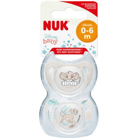 Nuk Lion King Siliconen Fopspeen - Grijs voor 0-6 maanden