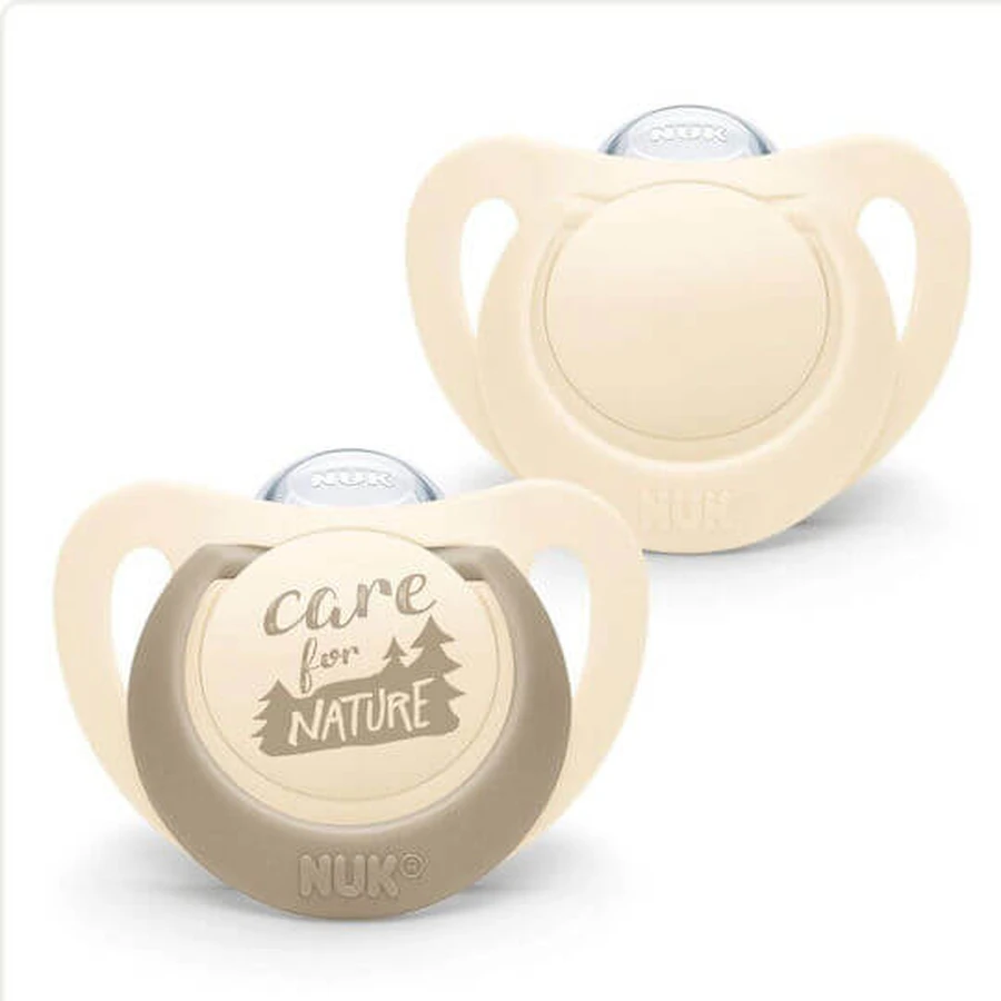 Nuk Care for Nature 6-18 meses 2pcs Chupetes de Silicona Beige 2pcs