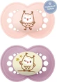 Mam 174S Silicone Orthodontische Fopspenen Uil Fopspeen - Roze / Paars voor 6-16 maanden 2st