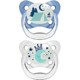 Dr. Brown's PV22007 Silicone Orthodontische Fopspenen Maanlicht Fopspeen - Helder / Blauw voor 6-18 maanden 2st