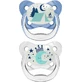 Dr. Brown's PV22007 Silicone Orthodontic Pacifiers Moonlight Pacifier - Clear / Blue for 6-18 months 2pcs