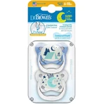 Dr. Brown's PV22007 Silicone Orthodontic Pacifiers Moonlight Pacifier - Clear / Blue for 6-18 months 2pcs