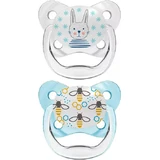 Chupetes Ortodónticos de Silicona Dr. Brown's Transparente Azul Abierto para 0-6 meses 2pcs