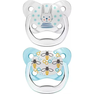 Dr. Brown's Silikon Kieferorthopädische Schnuller Transparent Blau Offen für 0-6 Monate 2pcs