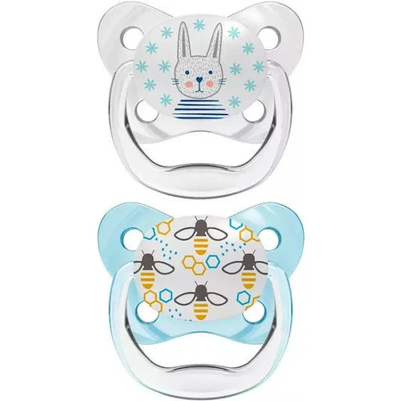 Dr. Brown's Silikon Kieferorthopädische Schnuller Transparent Blau Offen für 0-6 Monate 2pcs