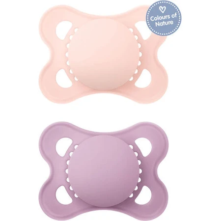 Mam Nature's Colours Sucettes orthodontiques en silicone - Rose-Mov pour 2-6 mois 2pcs