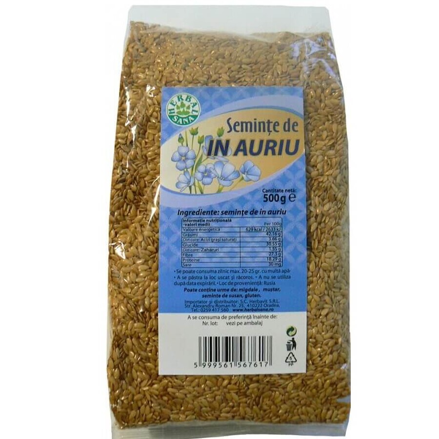 Cumpără Seminte de in auriu, 500 gr, Herbal Sana Seminte de in auriu, 500 gr, Herbal Sana
