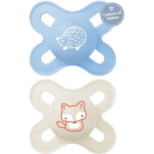 Mam Chupetes ortodónticos de silicona Hed erizo - Zorro - Azul-Haya para 0-2 meses 2pcs