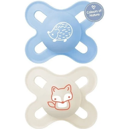 Mam Chupetes ortodónticos de silicona Hed erizo - Zorro - Azul-Haya para 0-2 meses 2pcs