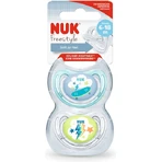 Nuk Freestyle Silicone Orthodontische Fopspenen met Skateboard/Fulger hoes - Lichtblauw/Transparant voor 6-18 maanden 2st
