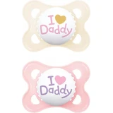 Mummy Original Silikon Schnuller Love Daddy - Rosa 2-6 Monate 2pcs