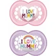Mam 265S I Love Mummy Sucettes orthodontiques en silicone I Love Mummy - rose lilas pour 16+ mois 2pcs