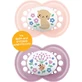 Mam 151L Orthodontische Gummi Gummischnuller Kätzchen - Blumen - Rosa Offen - Lila für 6-16 Monate 2pcs